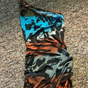 Venus one shoulder animal print dress XS